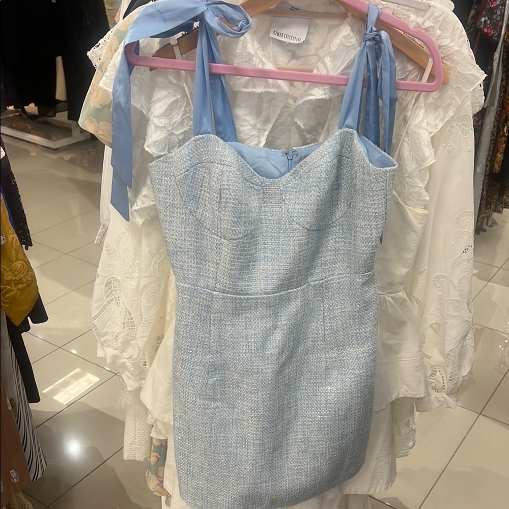 Light Blue Tweed Lulus dress small - Picture 1 of 6